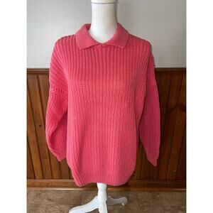Womens Tarazzia‎ Pink 80s Vintage Long Sleeve Cotton Blend Sweater Size 2